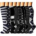 CHARMKING Compression Socks for Women & Men Circulation (8 Pairs) 15-20 mmHg is Best Support for Athletic Running,Hiking