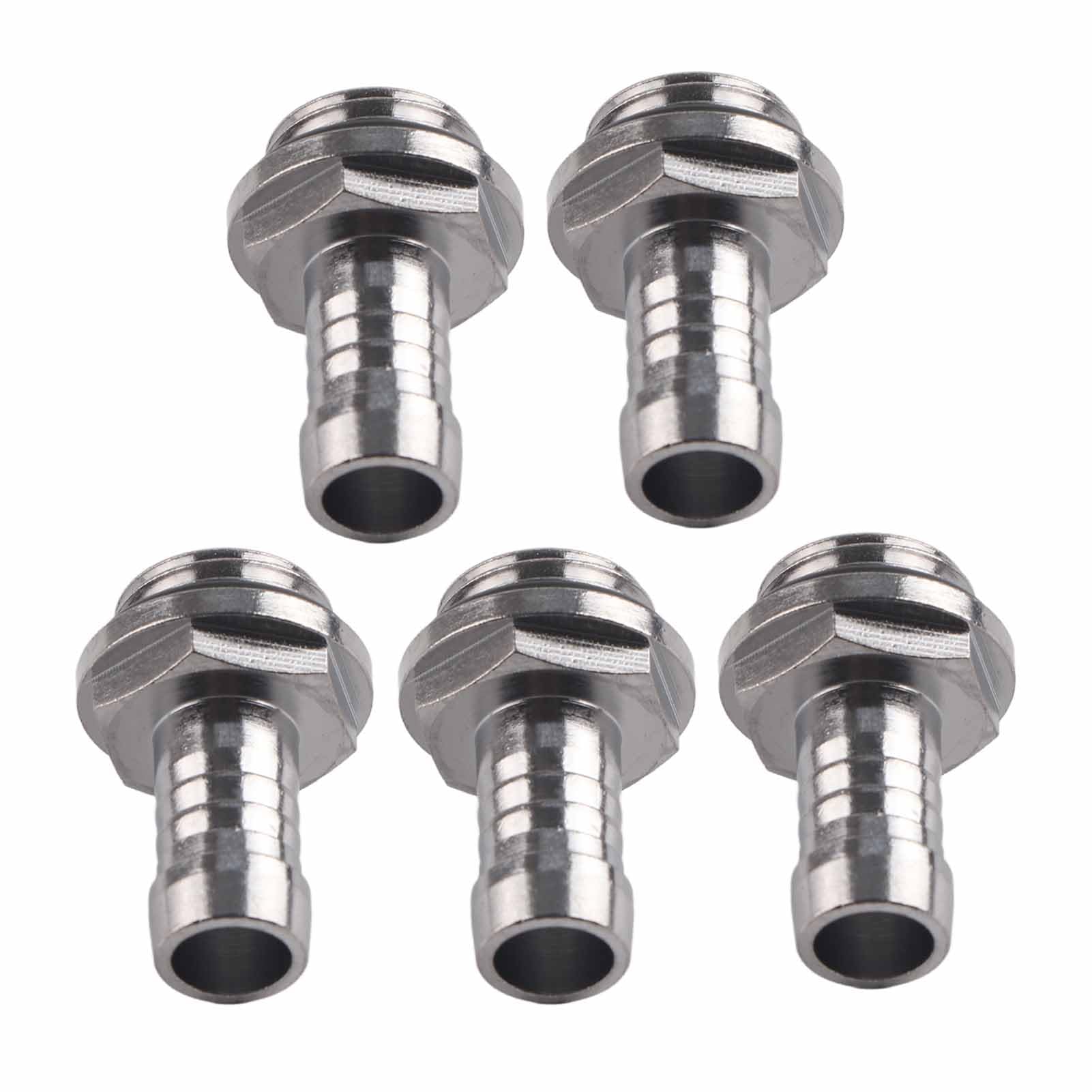 PC Water Cooling, 6 PCS Two-Touch Fitting G1/4 Thread Barb Fitting Connector Tube for Computer Water Cooling System(9mm)