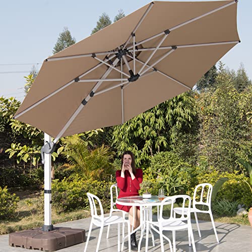Mojia 11 FT Cantilever Patio Umbrella with Cross Base and Cover