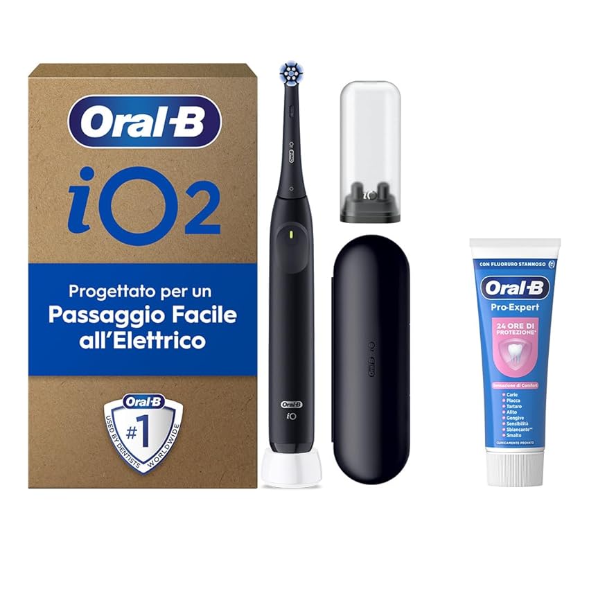 Oral-B Spazzolino Elettrico Ricaricabile iO 2 Nero, 1 Spazzolino Elettrico