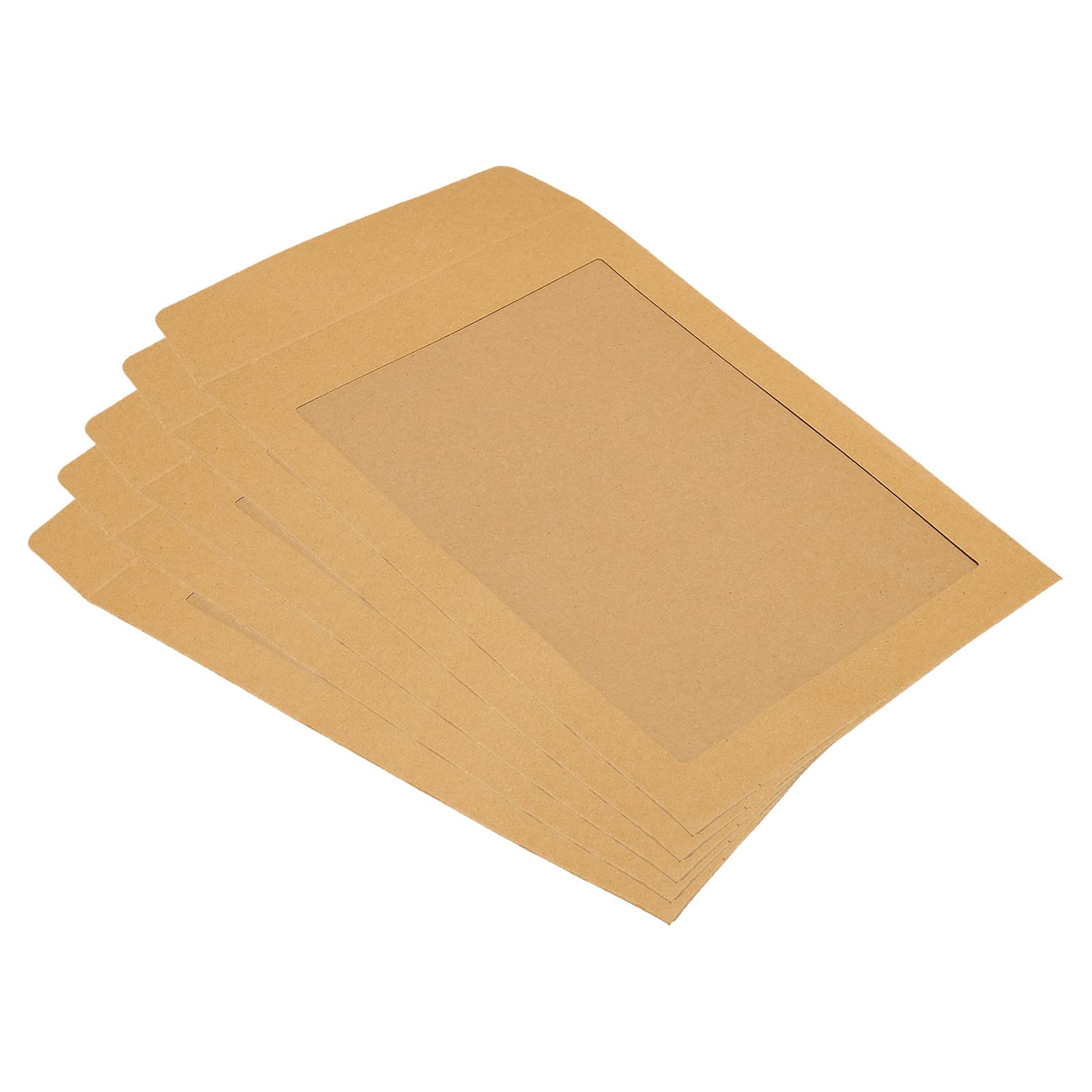 YOKIVE 10 Pack Full-Face Window Envelopes, A5 Clear Single-Side Window | Mailing Document Photo Letter, Great for Business Office(Brown)