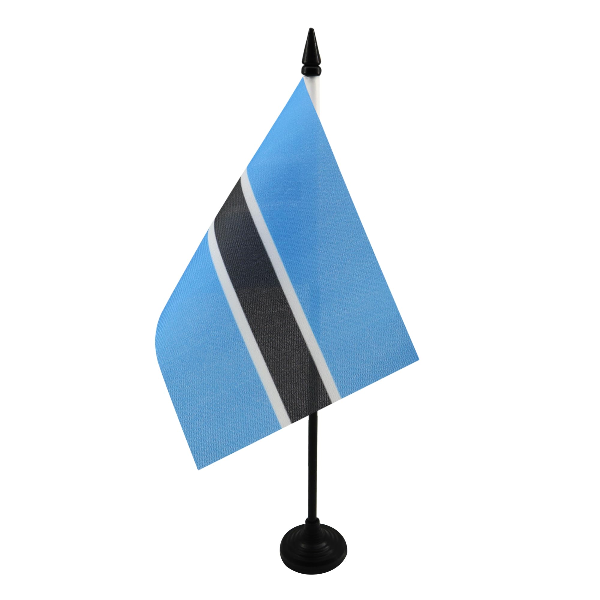 AZ FLAG - Botswana Table Flag 4'' x 6'' - Botswanan Office Mini Banner 100% Polyester 15 x 10 cm - Mini Desk Flag with 10'' Pole and Black Plastic Base — image 1