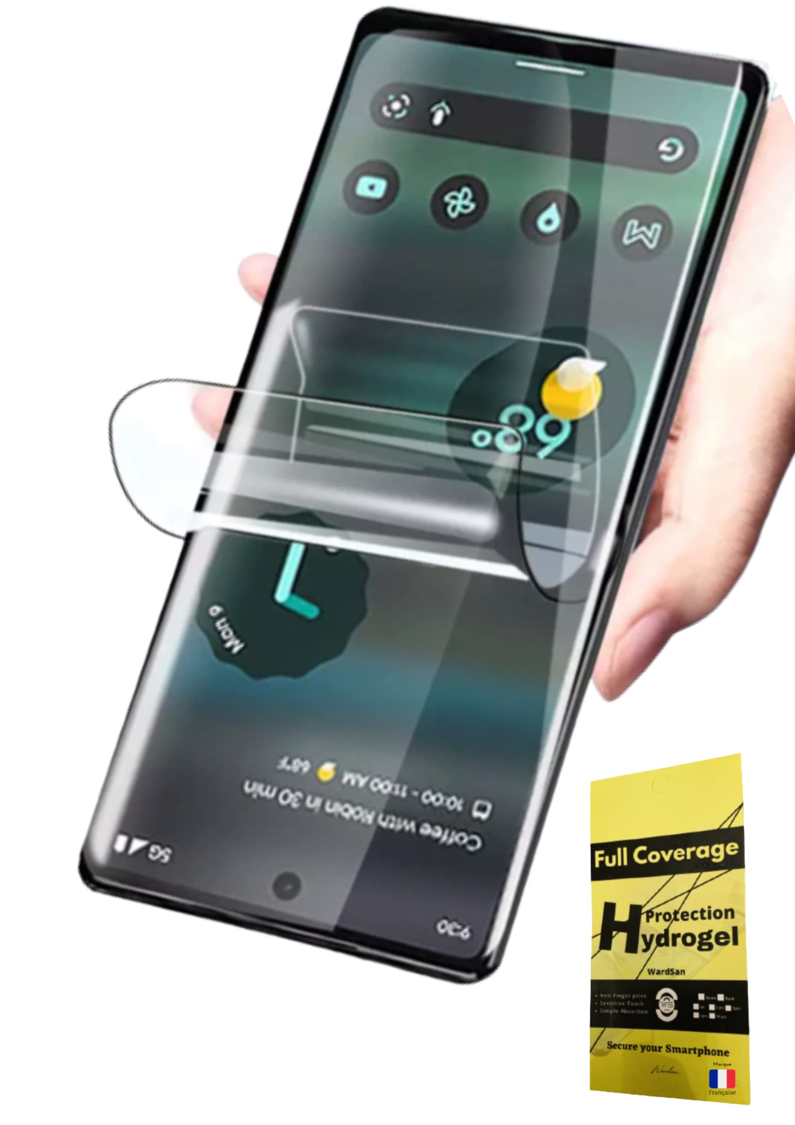 WardSan [2 Pieces For GOOGLE PIXEL 6a 6.1 3D Hydrogel Screen Protector Films with Finger Phone Holder for Selfie | Anti-Shock | TPU Case Compatible | Soft TPU Protective Film