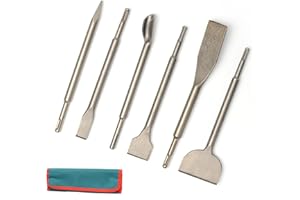 YOSIGHT 6Pcs 10 Inches Long Chisel Set - SDS-Plus Shank Carbide -Tipped Chisels with Storage Pouch - Ideal for Concrete Brick
