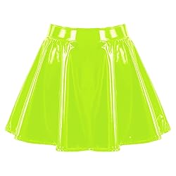 zdhoor Women's PVC Leather Wet Look Flared Pleated