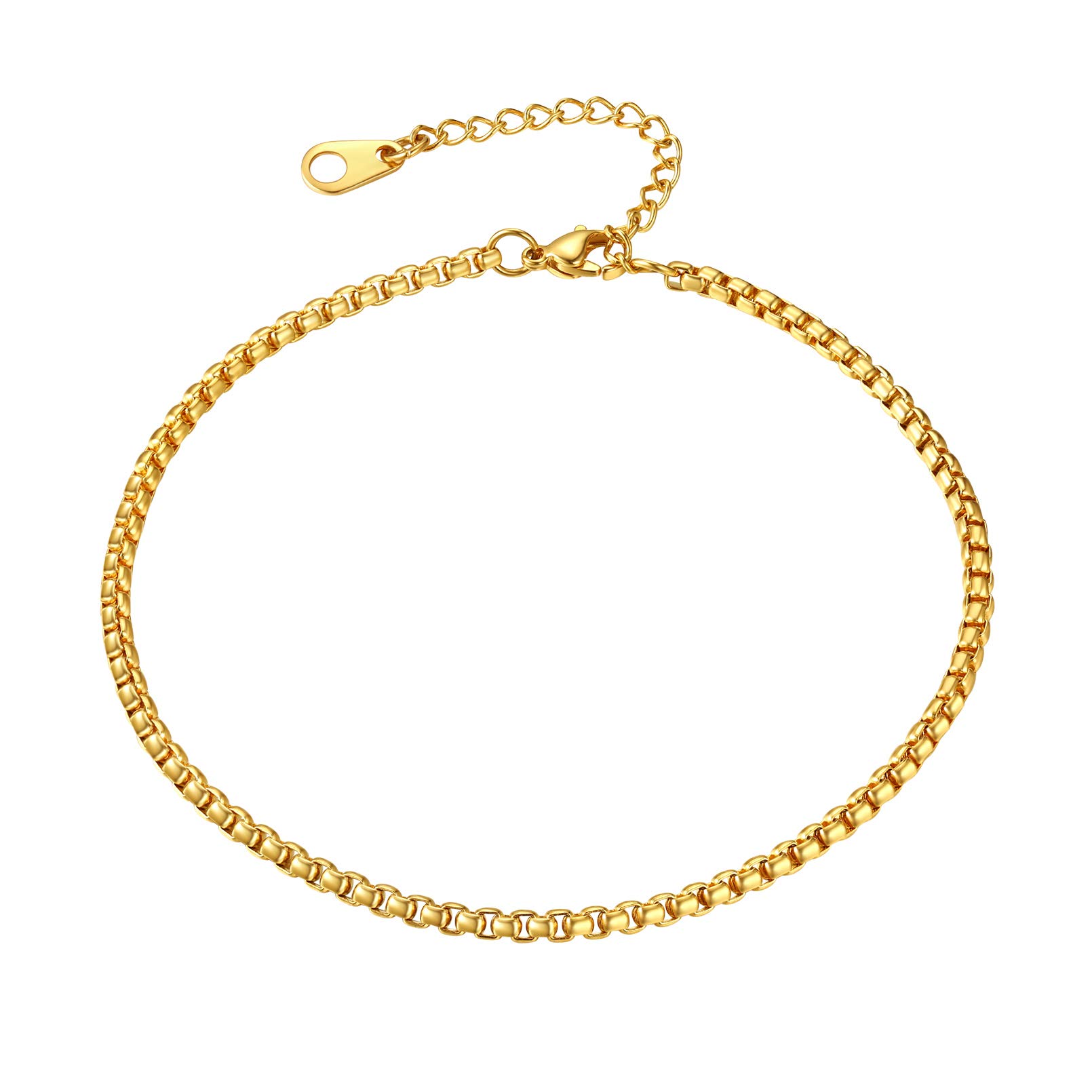 FindChic Gold Anklets for Women Summer Beach Ankle Chain Foot Jewellery Hypoallergenic Stainless Steel Adjustable Belcher Anklet Bracelet
