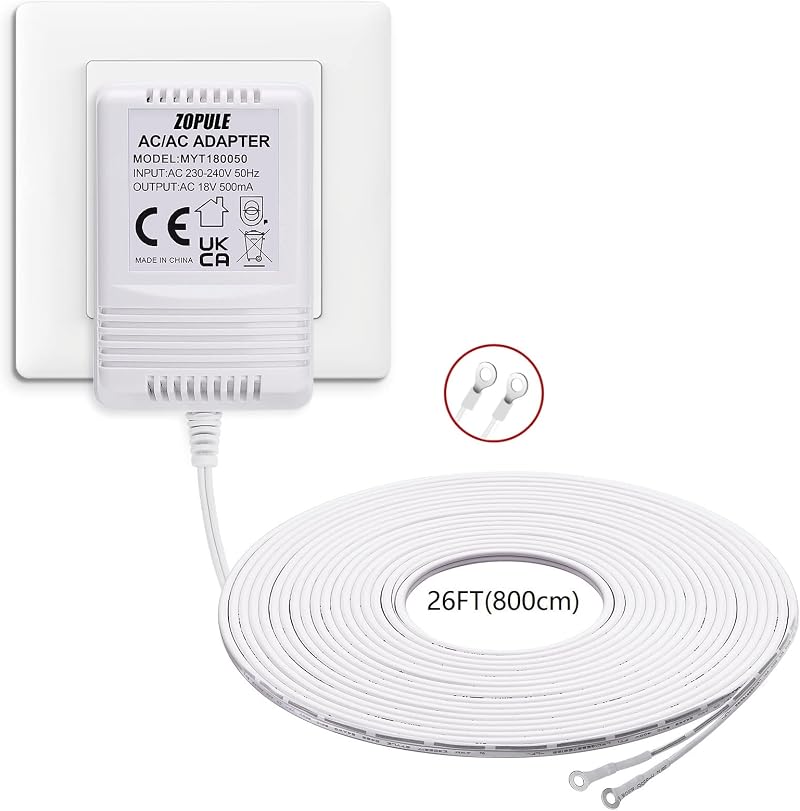 ZOPULE 18V 500mA Doorbell Transformer Power Adapter for Ring Nest Video