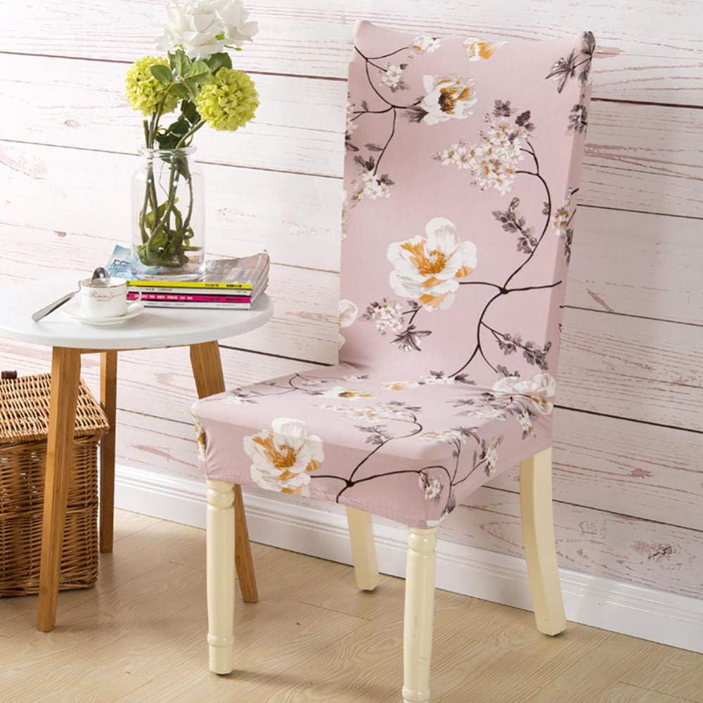 Chair Seat Covers,White Floral Rattan Print Pink Chair Cover,Stretch Chair Cover,Removable Washable Spandex Slipcovers For High Chairs-8pcs