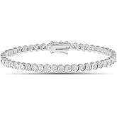 Mia Sarine 4 Cttw S Link Cubic Zirconia Tennis Bracelet for Women Platinum Plated Brass