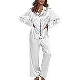 Ekouaer Pajamas For Women Set Silk Pjs 2 Piece Satin Sleepwear Long Sleeve Button Down Lounge Sets With Pant