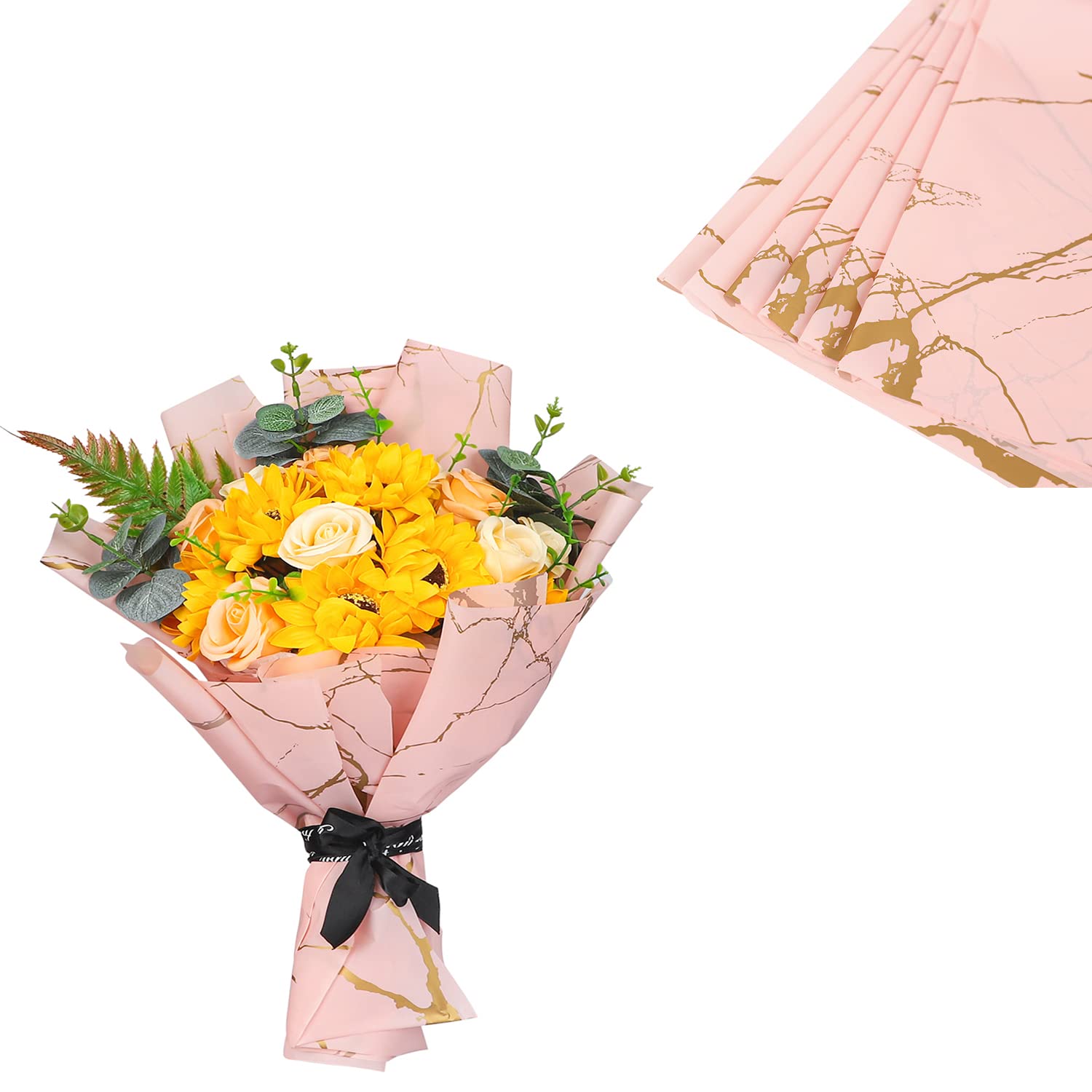 20 Pcs Flower Wrapping Paper Waterproof Matte Flower Packaging Paper Floral Bouquet Gift Packaging Supplies 22.5x22.5'', Gift Box Wrapping Paper, Pink, Wine Red, Beige