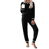 Ekouaer Pajamas Set for Women Soft Comfy Pjs Sets Long Sleeve Sleepwear Loungewear S-XXL