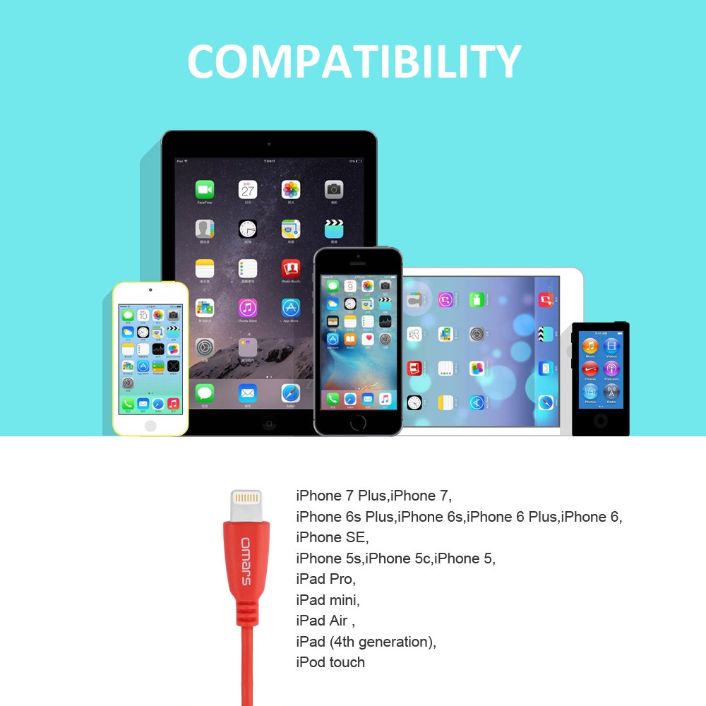 OMARS Natale Renna Cavo Lightning In Nylon PowerLine+ - Cavetto Lightning Premium per Ricarica e Trasmissione Dati Ultra-Durevole per iPhone 7 / 6s / 6 e tanti altri prodotti Apple