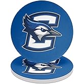 GRAPHICS & MORE Creighton University Primary Logo Round Ceramic Coasters, Set of 2, 3.9" Ceramic Stone & Cork Base, Drink Coaster for Tabletop Protection