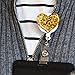 Ascrafter Bling Heart Badge Holder for Women, 5 Pack Glitter Love Heart Retractable Badge Reel Clip on ID Name Card, Colorful ID Badge Clip for ID Tag Nurse Accessories for Work