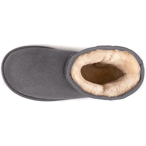 ZIZOR WOMEN’S COZY SHORT BOOTIE SLIPPERS, WINTER WARM HARD BOTTOM HOUSE SHOES WITH FUZZY LINING, GRAY, 10 M US