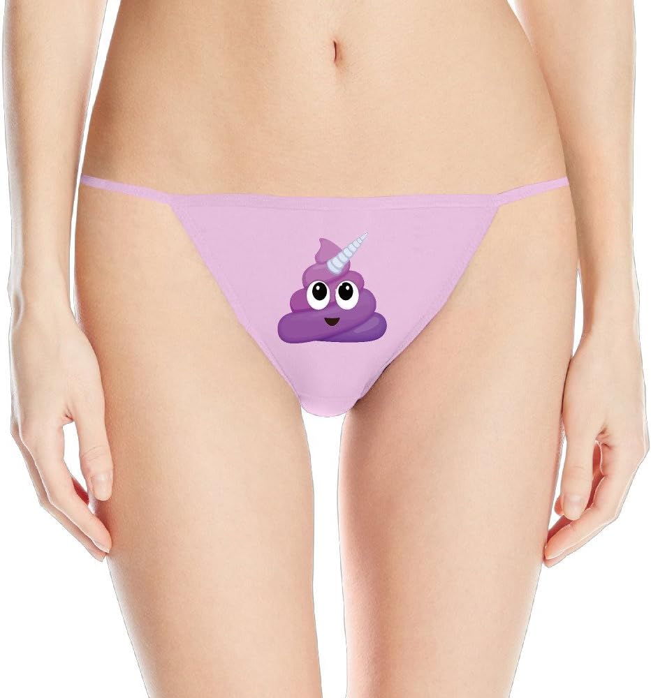 Purple Unicorn Poop Emoji Printing Of Sexy Fashion Sleek Model Thong Underwear