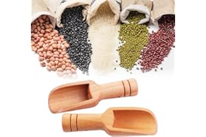 Coffee Tea Scoops Round Handle 5pcs/set Sugar Tea Spoon Cooking Baking Tools Wood For Spices Beans Rice Flour(5pcs)