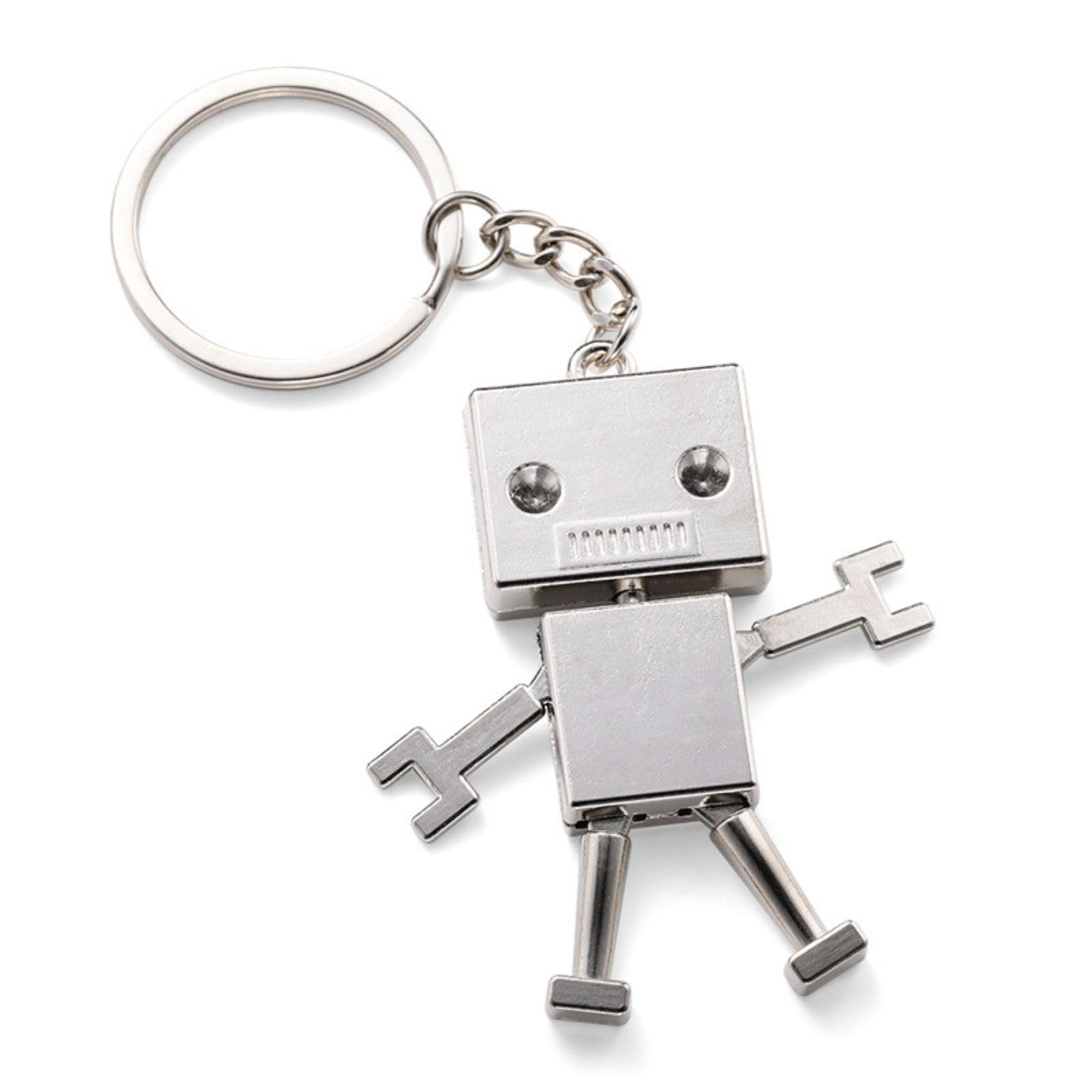 [アメージングリテイル] レトロ ロボット キーホルダー メタル 可動 フィギュア 亜鉛合金 バッグアクセサリー 二重リング 鍵用 (シルバー)商品画像