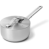 Caraway Stainless Steel Sauce Pan (1.75 Qt) - 5-Ply Stainless Steel - Oven Safe & Stovetop Agnostic - Non Toxic, PTFE & PFOA Free