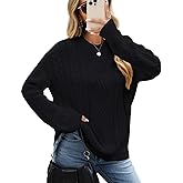 CiCiBird Women Fall Sweater Oversized Cable Knit Tops Fashion Crewneck Pullover 2025 Long Sleeve Outfits