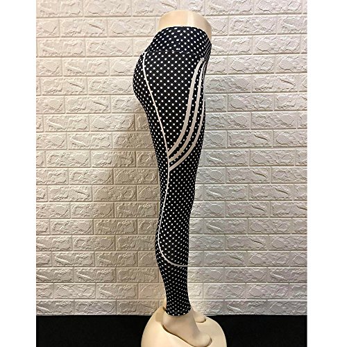 Women's Yoga Pants Dot Exercises Leggings Fitness Sports Running Pants Women's Pants Casual Pants spandex yoga pants Riding Bicycle Leggings (L, Black) - Thumbnail 3