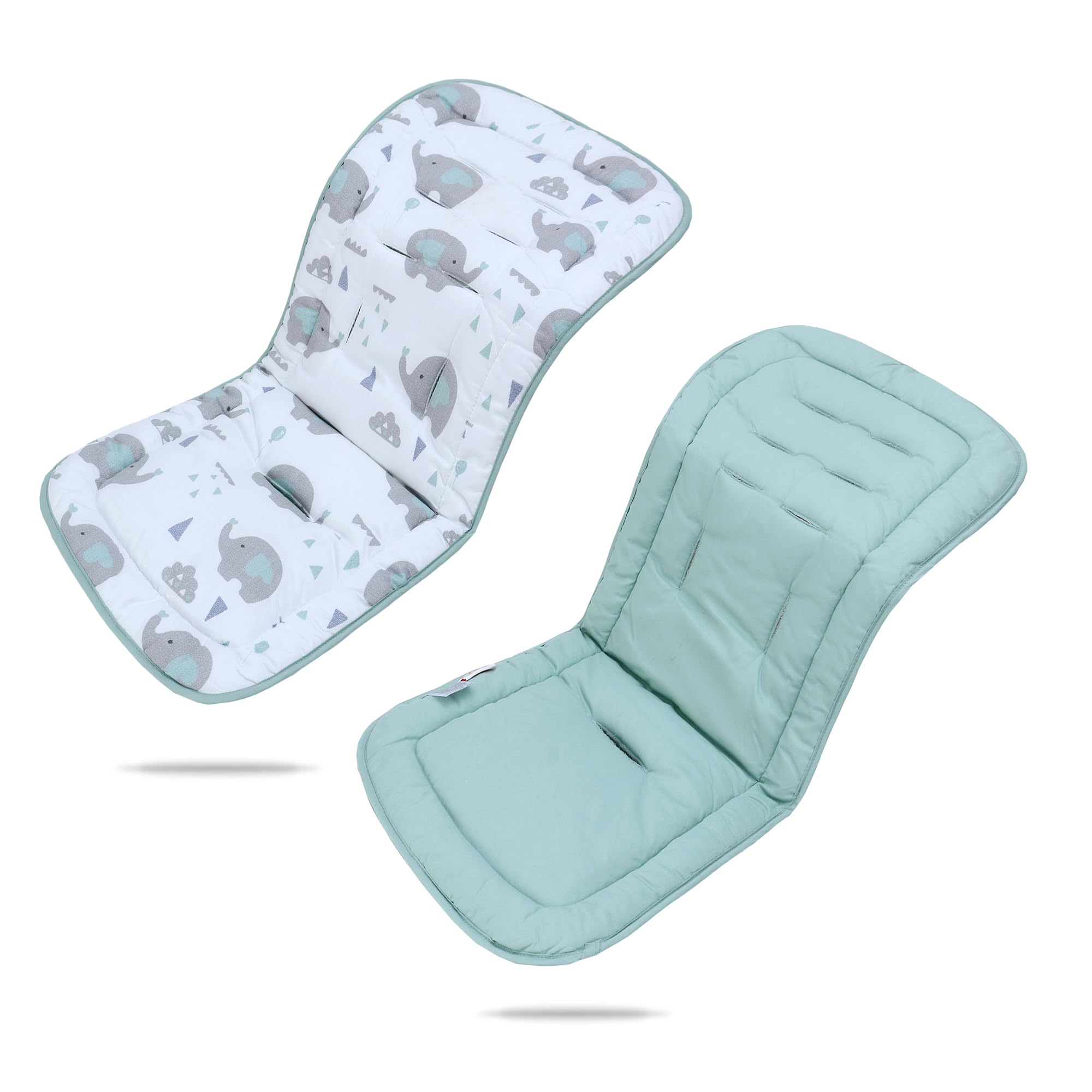 Photo 1 of Baby Stroller Cushion,Infant Car Seat Insert-Reversible Universal Breathable and Soft Newborn Stroller Mat,100% Cotton Cover Toddler Seat Pad Liner-34x78cm,1 Pack(Elephant Green+White)