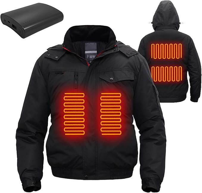 ZWH Heated Jackets Rechargeable for Men with Hood And Battery Pack
