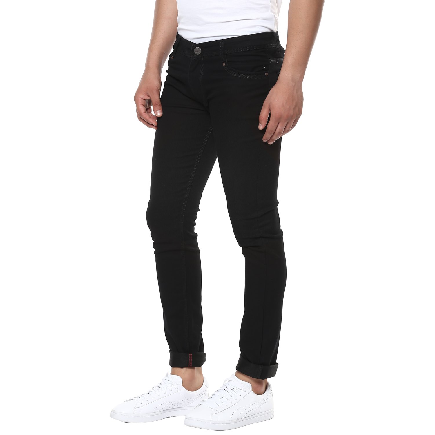 urbano fashion men's black slim fit stretchable jeans