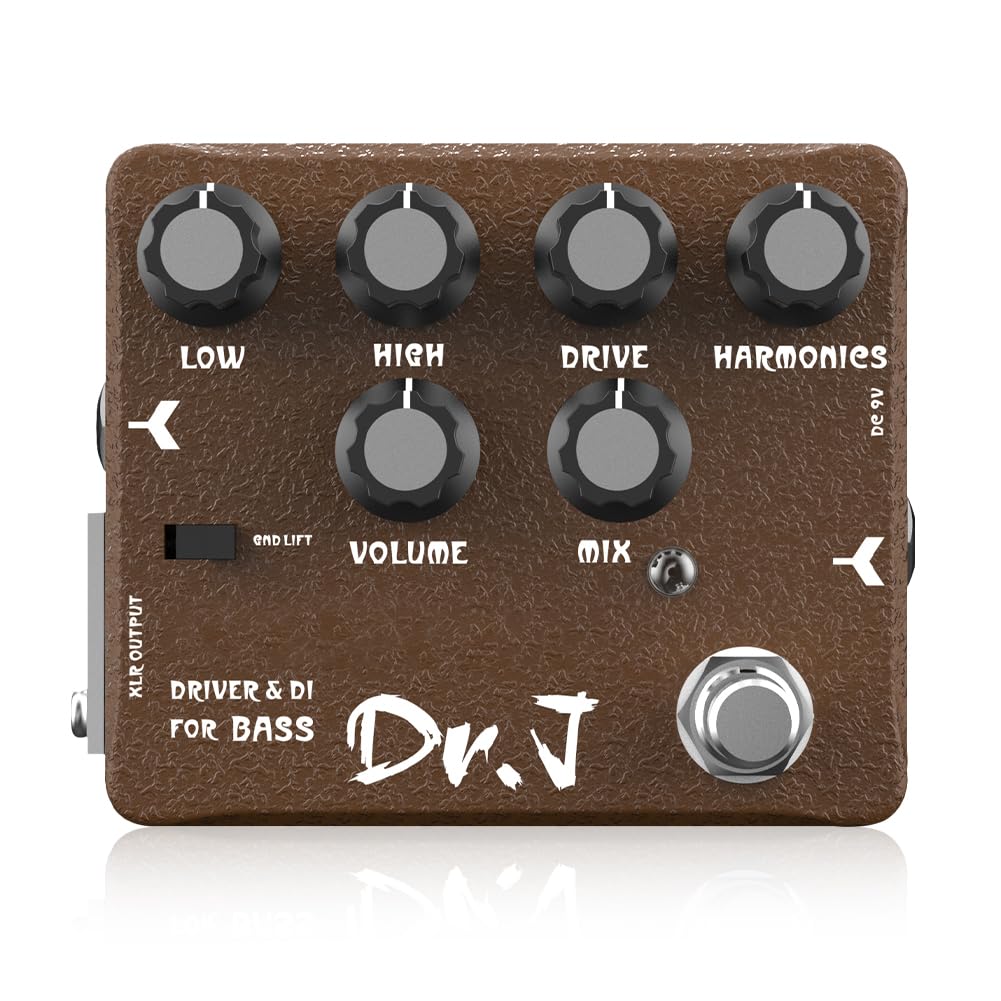 JOYO Bass Pedal of Overdrive Mic'd Tube Bass Amp Simulator Pedal Built-in DI & XLR Output for Effects Recording High-end Edition Dr.J Series (D53)