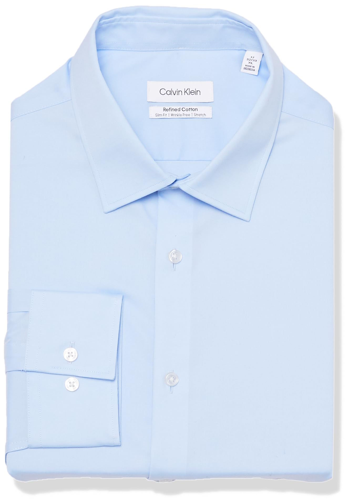 Calvin Klein Men’s Dress Shirt Slim Fit Refined Cotton Stretch Solid