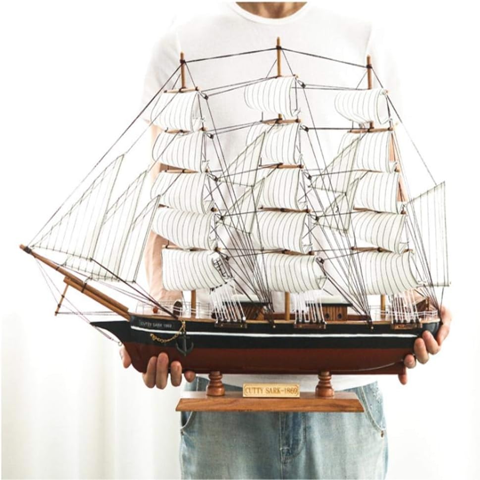 KVKVCC Ship Model Decoration 70Cm Handmade Cute Shark Wooden Doll Nautical Home Decoration Craft Room Classic Sailing Ship Model Decoration