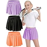 MODERN ASIR 3 Pack Girls Flowy Shorts with Spandex Liner 2-in-1 Youth Butterfly Skirts for Fitness, Running, Sports