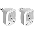 TESSAN Italy Travel Power Adapter, Grounded Plug with Dual USB Charging Ports, Type L Outlet Adaptor for US to Italian Chile Uruguay (2 Pack)