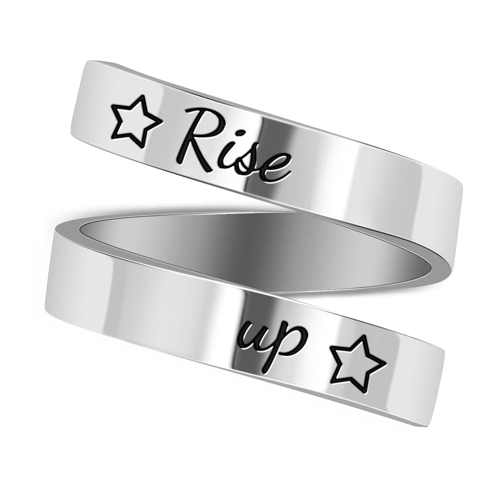 LucBuy Stainless Steel Keep Going Engraved Inspirational Gifts Adjustable Rings Jewelry for Women — image 1