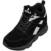 CALTO Men's Invisible Height Increasing Elevator Trainer Shoes - Black/Grey Lace-up Fashion High-Top Hiker Sneakers - 4.0 Inches Taller - S33594 - Size 11 D(M) US