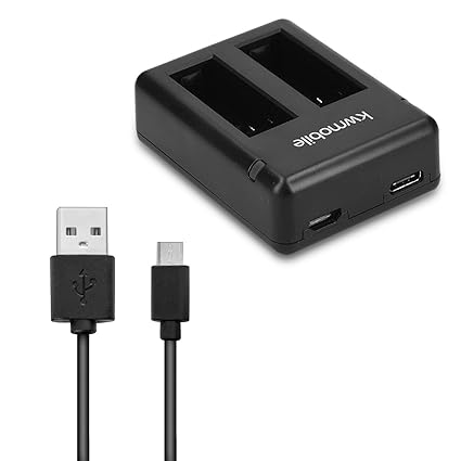 kwmobile Dual Ladegerät für GoPro Hero 5 Hero 6 Hero 2018 Akku - mit Micro-USB Ladekabel und LED Ladeanzeige - Akkuladegerät 