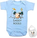 babybytesDaddy Rocks -Cute Drums Music Newborn Infant Baby bodysuit outfit onesie & bib