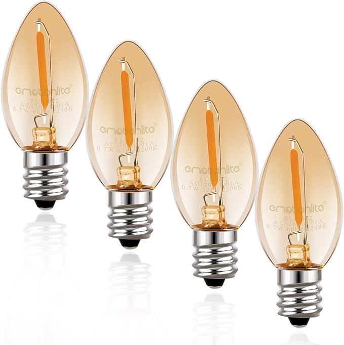 Night Light Bulbs, Emotionlite Amber C7 LED Bulb, 7W Equivalent, E12