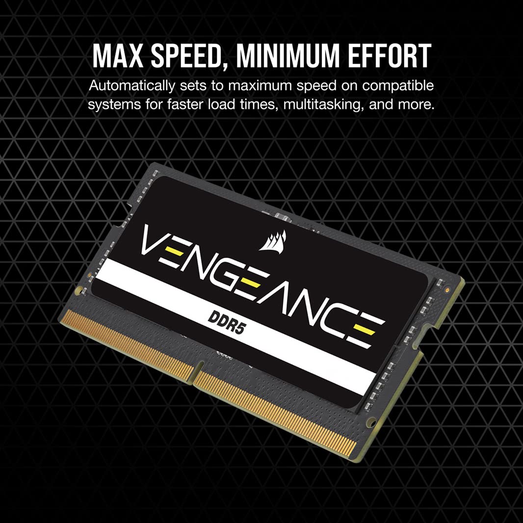 CORSAIR Vengeance SODIMM DDR5 RAM 64GB (2x32GB) 5600MHz CL48 Intel XMP iCUE Compatible Computer Memory - Black (CMSX64GX5M2A5600C48)