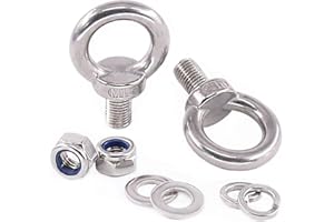 Glarks 8Pcs M16 Heavy Duty Screw Bolt, 304 Stainless Steel Male Thread Machinery Shoulder Lifting Ring Eye Bolt with Lock Nut