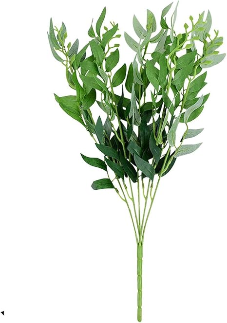 Amazon 5フォーク人工柳ブーケ人工白い花の葉柳つるののどの葉偽の植物ジャングルの結婚披露宴の装飾 B01 Green 造花 オンライン通販