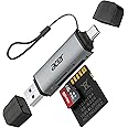 Acer SD Card Reader 2-in-1, USB 3.0 USB C Dual Slot Flash Card Adapter, Sturdy High-Speed Micro SD Memory Card Reader for SD,