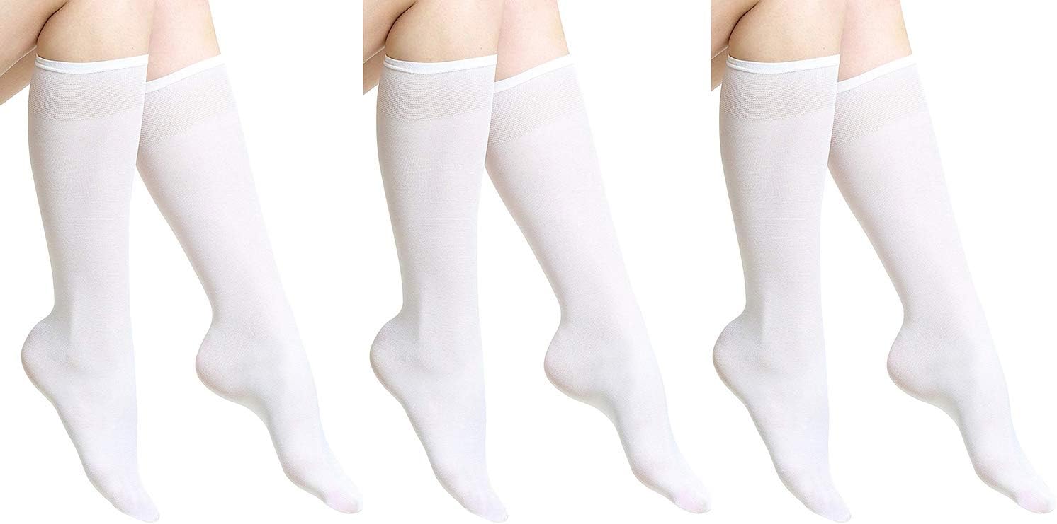 women microfiber opaque knee high socks pakcs of 3 and 5
