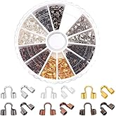 PH PandaHall 240 pcs 6 Colors Brass Wire Guard Guardians Wire Protectors U Shape Wire Cable Protectors Loops for Bracelet Necklace Jewelry DIY Craft Making