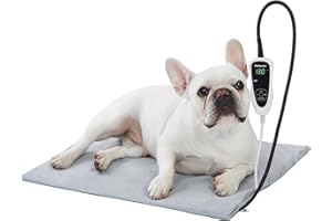 pettycare Pet Heating Pad for Dog Cat, Electric Heating with Steel-Wrapped Cord, 25-Level Timer & 11-Level Temperature Indoor Warming Pads Easy Clean for Puppy Cat Dog M 18x18inch