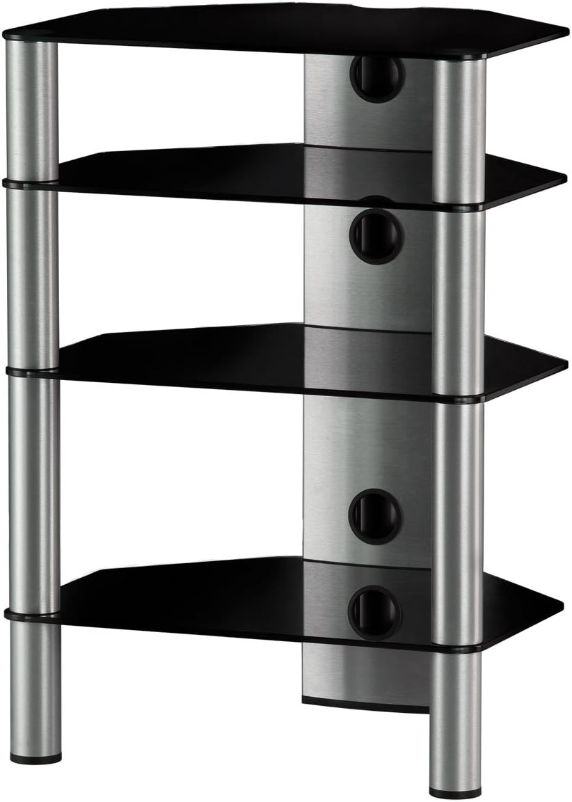 Sonorous Roxy RX2140 Black Glass and Silver Aluminium Hi-Fi Separates Rack
