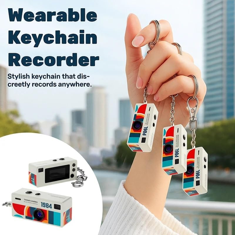 YOOJ® Mini Thumb Camera 0.96” Keychain Digital Camera, Retro Pocket Small Camera with 1080P HD Video, Built-in Flash, Travel & Vlogging Camera (Off White)