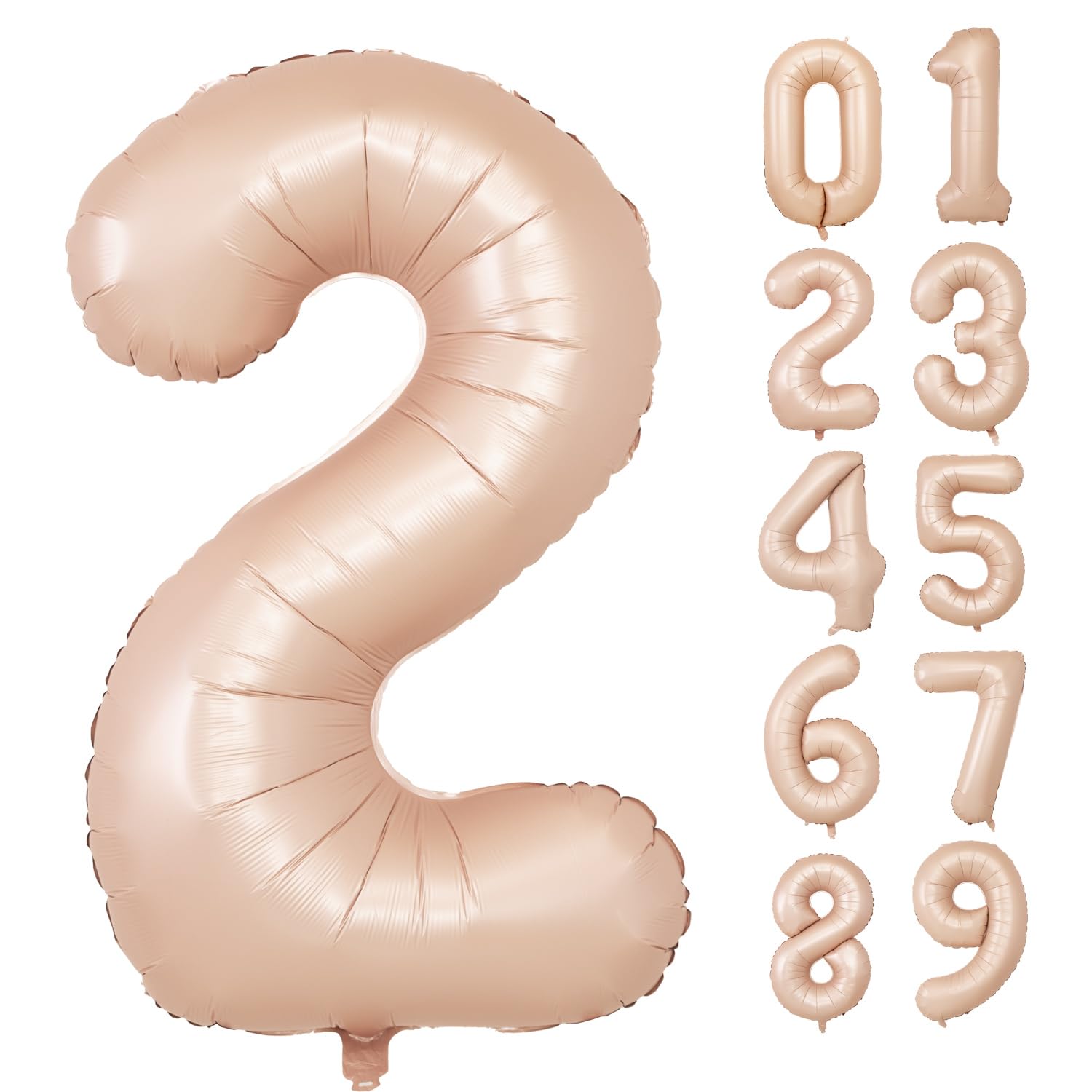数字バルーン 大きい 誕生日バルーン 飾り付け 風船 約100cm バースデーバルーン (数字2, マットピンク) の商品画像