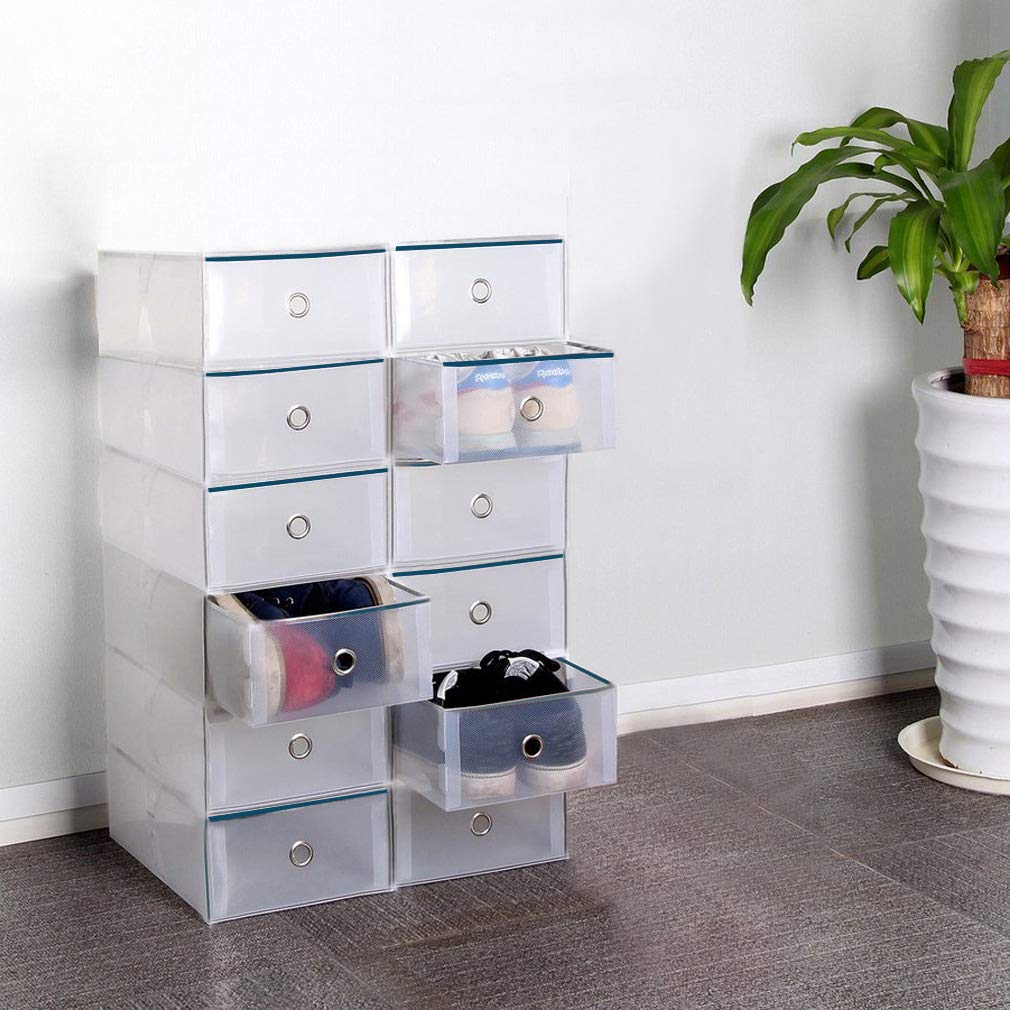 SWEEPID 12 Stück Schuhkarton Schuhbox Schuhaufbewahrung Transparent